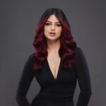 Harnaaz Kaur Sandhu Instagram - The perfect red! ❤️ Thank you @shinejanarthanan & @lorealpro_education_india for this vibrant change! #Ad #HairColor #LorealProInReds #LorealProfIndia #LorealProlndia #LproReds #iNOAreds #GoRed #ShadesOfRed