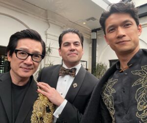 Harry Shum Jr. Instagram - Unofficial welcoming pose and giving love to 🇵🇭 A custom Modern Chinoy Barong with a stunning Pinay serving up the theme just right for the GOLD GALA.  A spectacular night with spectacular people! Congrats to all the honorees for their contribution in moving the needle forward for the AAPI community. A toast to the hard working folks @goldhouseco & @bingchen for hosting the first of many! #goldgala #A100 #aapiheritagemonth 
Threads: @vintagallery 
Styled by: @warrenalfiebaker & @shelbyrabara