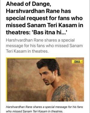 Harshvardhan Rane Instagram - 8 years of #SanamTeriKasam

पार्ट २ नहीं बनी क्योंकि आपने पार्ट १ की टिकट्स नहीं ख़रीदी।

Watch #DANGE in theatre on 1st March, please!
