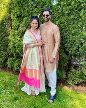 Hasan Minhaj Instagram - Eid Mubarak! Here’s a casual photo of Mom and Dad posing in front of random bushes in the backyard. From WhatsApp to the main grid, there’s no avoiding it. Fully embracing the fact we’re becoming our parents.