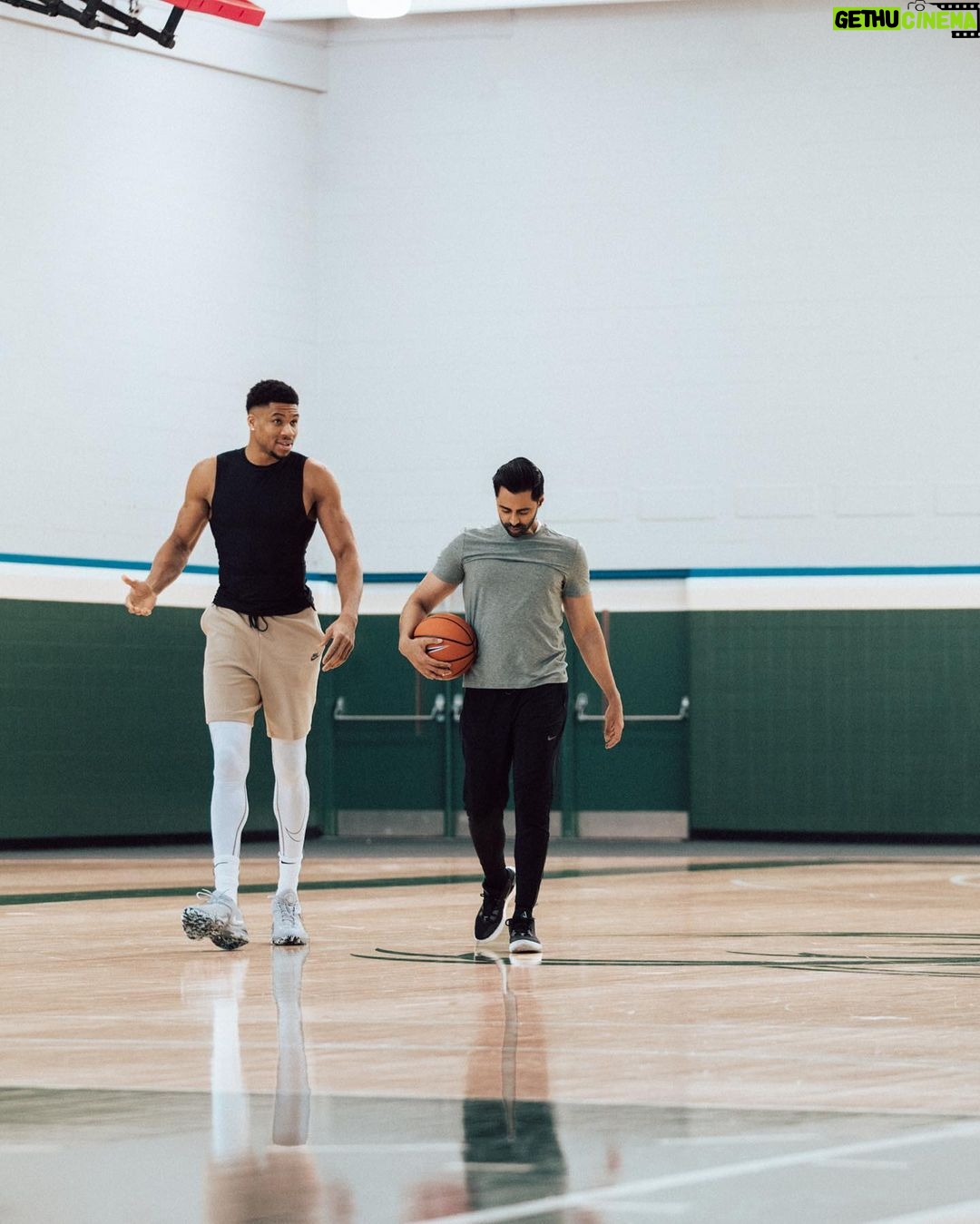 Hasan Minhaj Instagram - What I lack in athleticism, I make for with mind games. Tried beating @giannis_an34 at a game of HORSE. Click the link in bio to check out the full BTS.