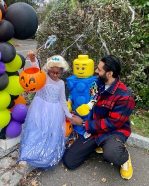 Hasan Minhaj Instagram - Happy Halloween from Lego Man and Founding Father Queen Elsa 🎃