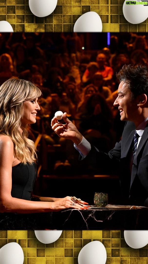 Heidi Klum - 21.1K Likes - Jimmy and @heidiklum go head-to-head in Egg Roulette! 🥚 #FallonTonight