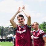 Hero Fiennes Tiffin Instagram - This last month or so has been surreal. Penultimate episode of @socceram with @kreptandkonan and @neilrazorruddock25 Then met the man himself @declanrice at the last home game of the season, before being asked by the amazing @westham staff if I want to come train with the boys at rush green and maybe play in the @tst7v7 tournament in NC (silly question). I had the time of my life out there. I’ve grown up watching all these guys play for the club I love, and they say never meet your idols, but these boys have exceeded any expectations I could’ve had of them. I also had tickets to Prague for the final so spent 24 hours at home, before waiting at Gatwick airport for 5 hours as the flight was delayed and would’ve got us in around full time. So we bit the bullet and joined the rest of the boys at a pub back home to watch the game. And what a game it was. Bubbles didn’t fade, fortunes didn’t hide, West Ham are massive, Bowens on fire, and I am one lucky lad. ⚒️❤️ Huge thank you to @socceram @westham staff and players @tst7v7
