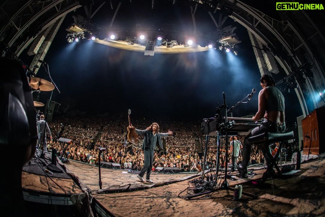 Hozier Instagram - Los Angeles, I don’t really have the words. Thank you for all the love and support I felt at the @hollywoodbowl, performing to you in that space was a dream and the sweetest way to end this US run. Thank you to the incredible @madicunningham for being with us these months and lighting the tour with her sheer brilliance. Thank you to anyone who bought a ticket to one of these shows over the past eight weeks. 📸 @RuthlessImagery Hollywood Bowl, Los Angeles, Ca