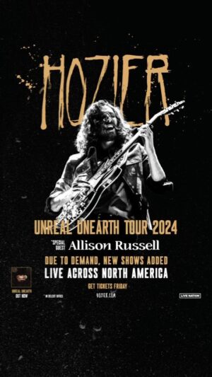 Hozier Instagram - I’m very happy to announce the news that 14 new shows have been added to the #UnrealUnearth tour! I can’t wait to see you there.

Tickets for the newly added dates will go on sale on Friday, February 2nd at 12pm local time 🖤 (link in story)