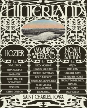 Hozier Instagram - Thrilled to announce I’ll be playing Hinterland Music Festival in Saint Charles, Iowa later this year. Excited to join this great line up! See you soon 🖤 (link in story)