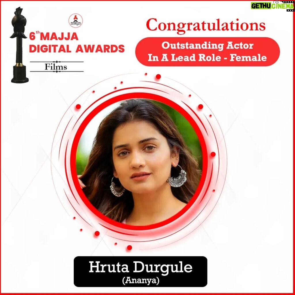 Hruta Durgule Instagram - 6th Majja Digital Awards Film Congratulations @hruta12 🎉 Outstanding Actor In A Lead Role Female - Ananya #6thmajjadigitalawards #itsmajja #majjaawards