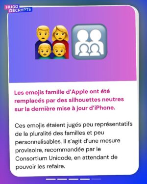 Hugo Travers Instagram - 🚨 En 1 minute, votre résumé de l’actualité du jour 🚨
.
📧 Pour suivre la newsletter : https://hugodecry.pt/newsletter
.
🍿 Pour suivre l’actu culture : @hugodecrypte.pop
.
🏋️ Pour suivre l’actu sport : @hugodecrypte.sport
.
SHOUTOUT à @aisha_valentine et @agathestyle pour leur participation au débat !
.
Tous les jours, on met en avant deux participants du débat. Pour participer : like + débat En commentaire.
.

Les emojis famille d’Apple sont-il assez représentatifs ?🧐
.
Commentez oui/non/sans opinion suivie de vos éventuels arguments, résultats dans l’édition de demain !
.

Couverture : ©Abaca
Actu 1 : BFMTV
Actu 2 : ©Paris Olympics | Le Parisien, BFMTV
Actu 3 : ©Abaca | 20 Minutes, Libération
Actu 4 :  Numerama
Actu 5 : ©Michoucroute_ I Le Figaro, Le Parisien