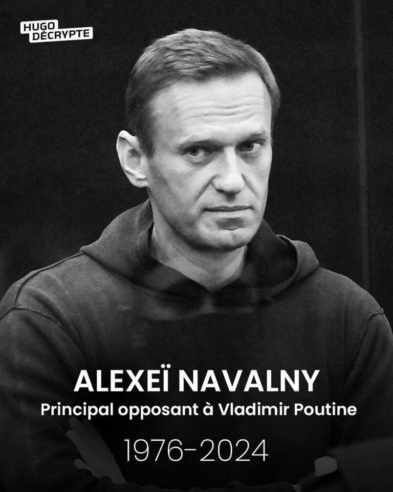 Hugo Travers Instagram - L’opposant russe à Vladimir Poutine, Alexeï Navalny, est mort en prison à l’âge de 47 ans. L’annonce a été faite par l’administration pénitentiaire russe. Considéré comme l’ennemi numéro 1 Vladimir Poutine en Russie, et fondateur de la fondation anti-corruption, il purgait une peine de prison pour « extrémisme ». En 2020, il avait été victime d’une tentative d’empoisonnement. A l’époque, Emmanuel Macron notamment avait dénoncé une “tentative d’assassinat” et demandé à Vladimir Poutine une “clarification”. Il avait été repéré en décembre dans une colonie pénitentiaire située dans l’Arctique russe. Les services pénitentiaires affirment, je cite, que les causes de la mort sont en train d’être établies. Vladimir Poutine n’a pas encore réagi.
