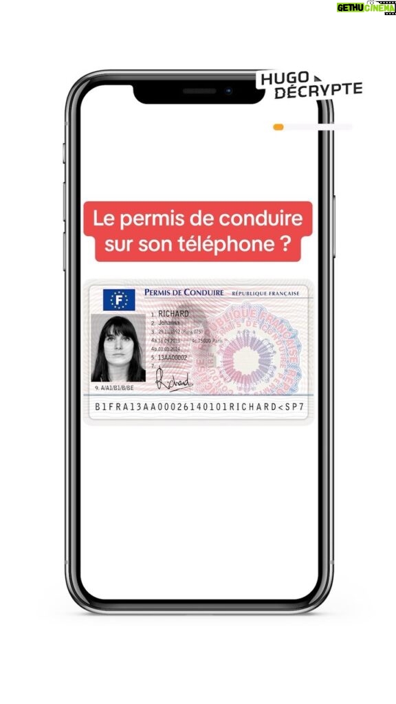 Hugo Travers Instagram - Le permis de conduire sur son téléphone… c’est désormais possible ⬆️