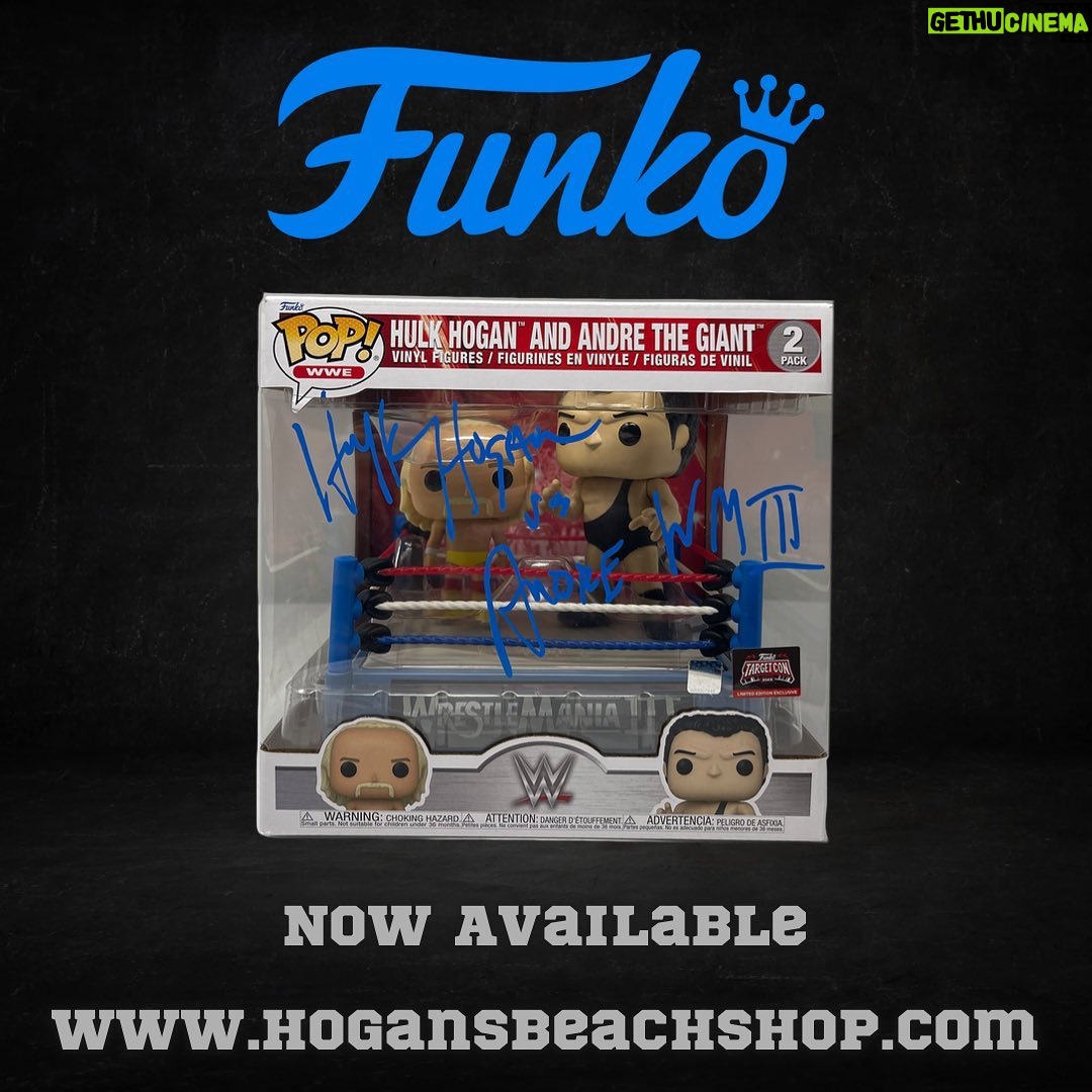 Hulk Hogan Instagram - “NEW” Hulk Hogan & Andre the Giant Funko Pop Now available Autographed on @hogansbeachshop Website or in store…(Comes W/ Photo of me holding it & Hologram Sticker)❗️ Link: https://hogansbeachshop.com/products/hulk-hogan-vs-andre-the-giant-funko-in-ring-new Hulk Hogan’s Wrestling Shop