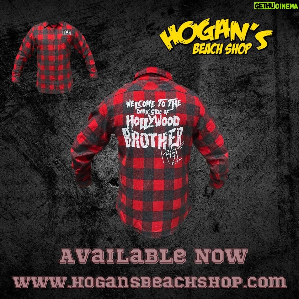 Hulk Hogan Instagram - “Welcome to the Dark side of Hollywood” Nwo Flannels Now Available Online & In Store…💪 🌐Link: https://hogansbeachshop.com/products/nwo-flannel Hulk Hogan’s Wrestling Shop