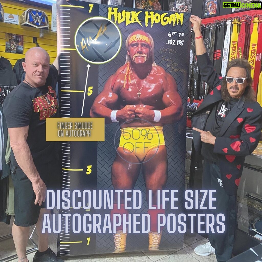 Hulk Hogan Instagram - 2 Discounted Autographed Life Size Poster 50% OFF Available online or in store Hogan's Beach Shop Only 2 Available… @hogansbeachshop 🌐Link: https://hogansbeachshop.com/products/life-size-hulk-hogan-poster-signed Hulk Hogan’s Wrestling Shop