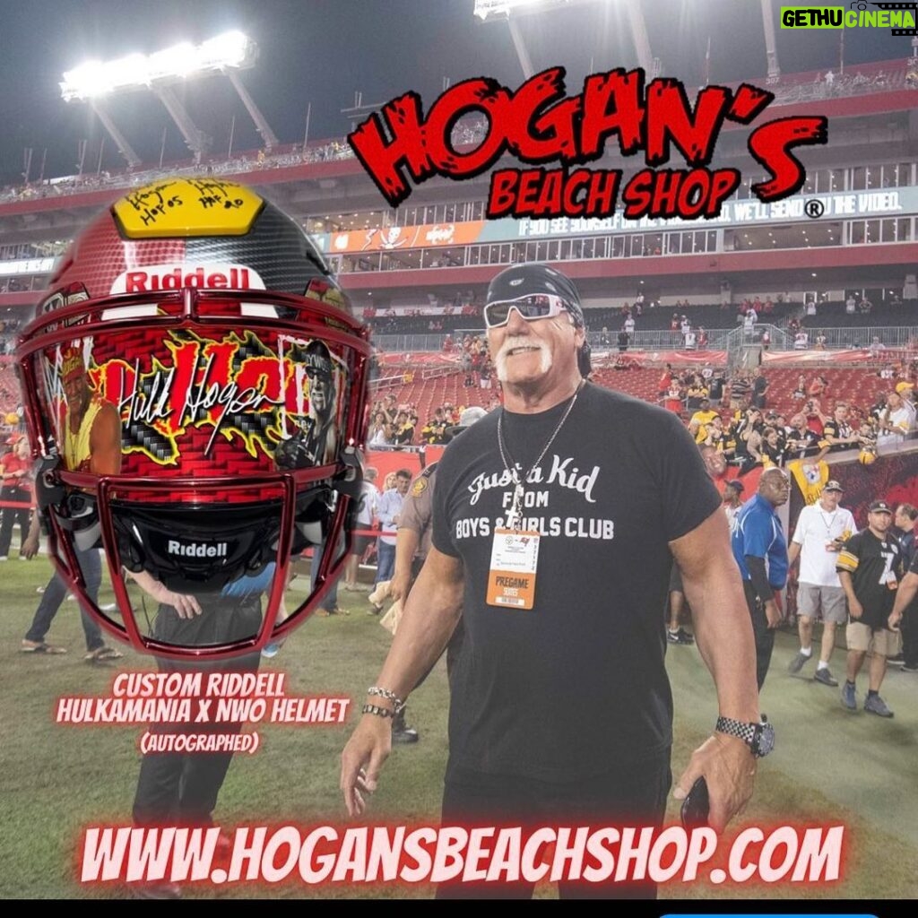 Hulk Hogan Instagram - (Custom @riddellsports Hulkamania X NWO X WWE Autographed Helmet! @hogansbeachshop only has them💪 🌐Link: https://hogansbeachshop.com/products/custom-riddellsports-hulkamania-x-nwo-x-wwe-helmet-autographed
