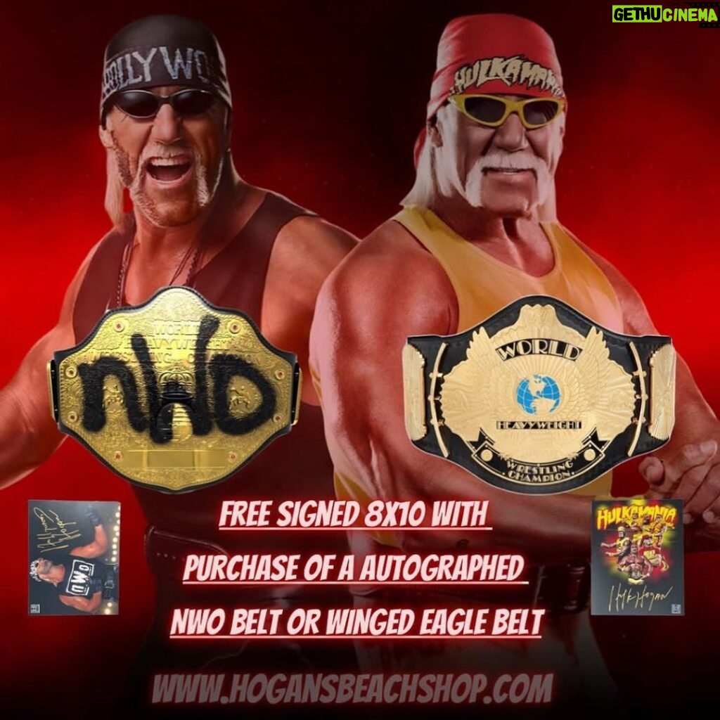 Hulk Hogan Instagram - @hogansbeachshop has a Deal When you Buy a Nwo or Winged Eagle Title belt it will come with a Free Autographed 8x10 With purchase💥 (Link in bio) Available for one week… 🌐Link: https://hogansbeachshop.com/#/cdeb0386-f639-43cd-8875-5d4f0bc003c1/mobile/autofilters=true&filter_execution=and&page=1&query=free+8x1&query_name=match_and&rpp=10