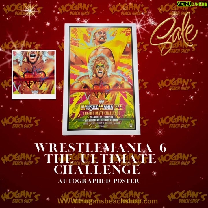 Hulk Hogan Instagram - Wrestlemania 6 Hulk Hogan Vs Ultimate warrior The Ultimate Challenge Autographed Poster on sale Now 40% Off (3 Available) @hogansbeachshop šLink: https://hogansbeachshop.com/products/wrestlemania-6-hulk-hogan-vs-ultimate-warrior-autographed-poster-sale-limited Hulk Hoganās Wrestling Shop