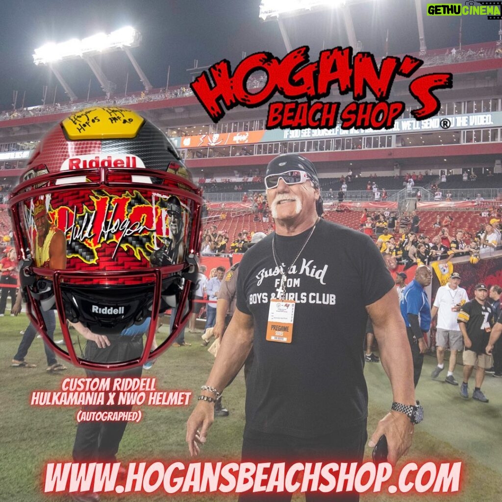Hulk Hogan Instagram - (Custom @riddellsports Hulkamania X NWO X WWE Autographed Helmet! @hogansbeachshop only has them💪 🌐Link: https://hogansbeachshop.com/products/custom-riddellsports-hulkamania-x-nwo-x-wwe-helmet-autographed