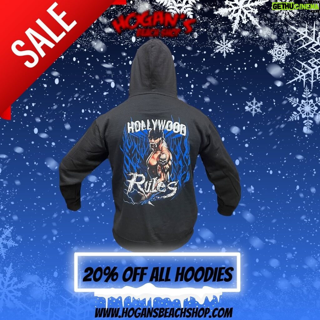 Hulk Hogan Instagram - Sale before the Sale‼️Winter is Here so all Hoodies @hogansbeachshop are 20% off for a Limited time 👀 Stay warm ❄️ (Link in bio) -Discount Is automatic at checkout • @hulkhogan • @hogansbeachshop • @hoganshangout 🌐Link: https://hogansbeachshop.com/search?type=product&q=Hoodie Hulk Hogan’s Wrestling Shop