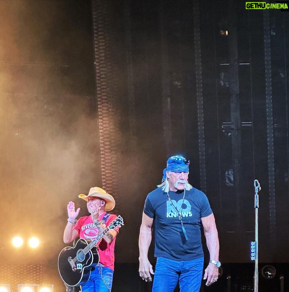 Hulk Hogan Instagram - Rockin onstage with Jason Aldean, representing Ro Knows, strong brother!