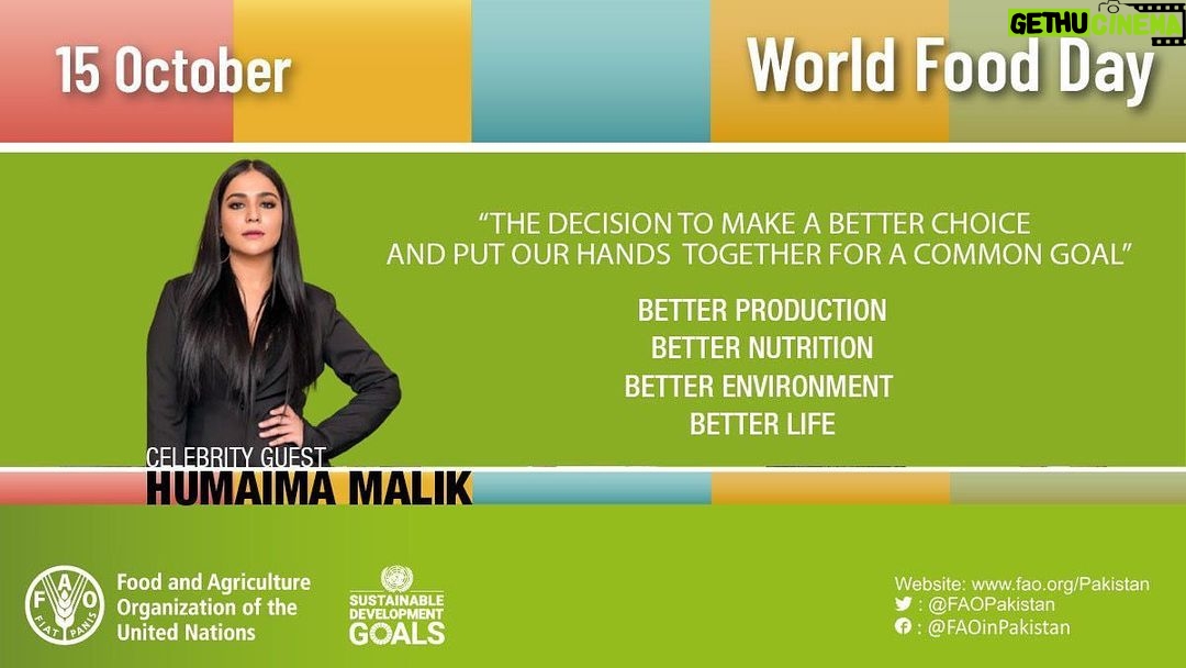 Humaima Malick Instagram - @unitednations #BetterProduction, #BetterNutrition, #BetterEnvironment, #BetterLife