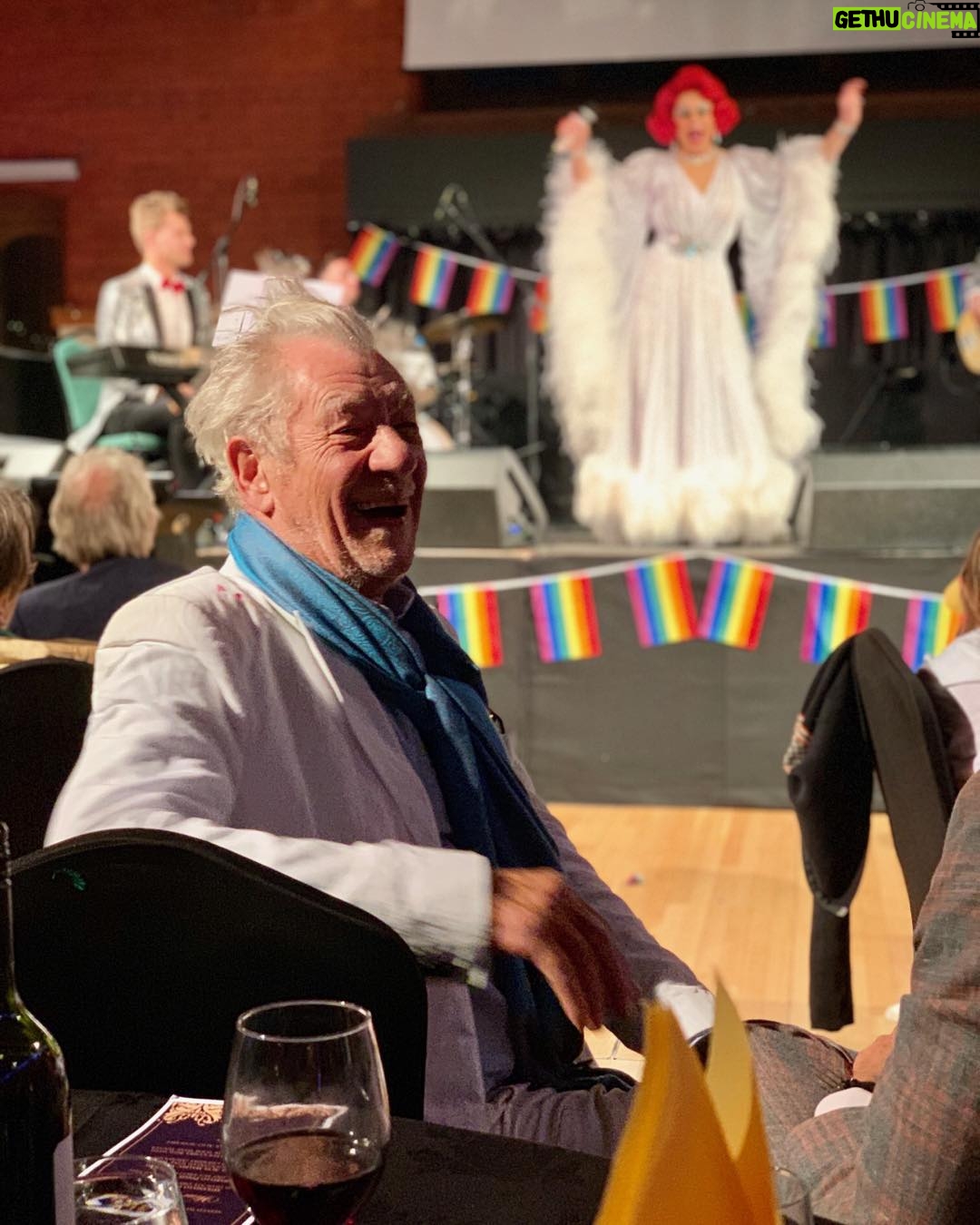 Ian McKellen - 109.9K Likes - Enjoying my surprise birthday party. Photo by @paul_mathias_thegrapes