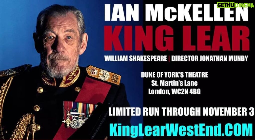 Ian McKellen Instagram - A few tickets have been released for some of the sold-out performances of KING LEAR beginning next week at the Duke of York's. See you there! To purchase tickets online visit http://www.atgtickets.com/shows/king-lear/duke-of-yorks/
