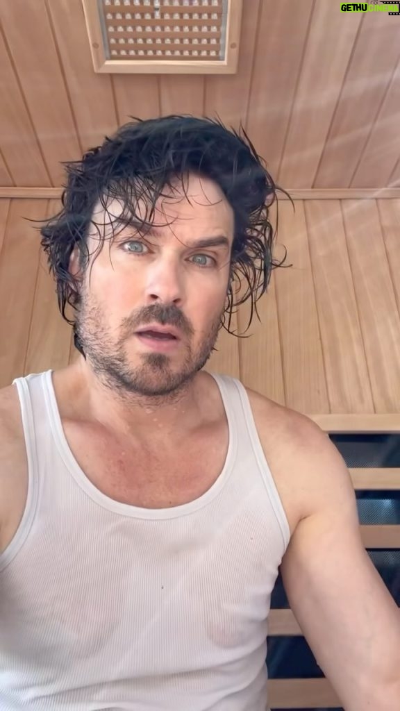 Ian Somerhalder Instagram - After the month we’ve had it feels good to sweat it out!!!!!!!💦💦💦 ….and replenish 🙌🏼 in my @clearlightsaunas with a glass of @absorb.more RESTORE 🤤🤤 #clearlightsauna #clearlight #sanctuaryod5 #absorbmore #sweatitout