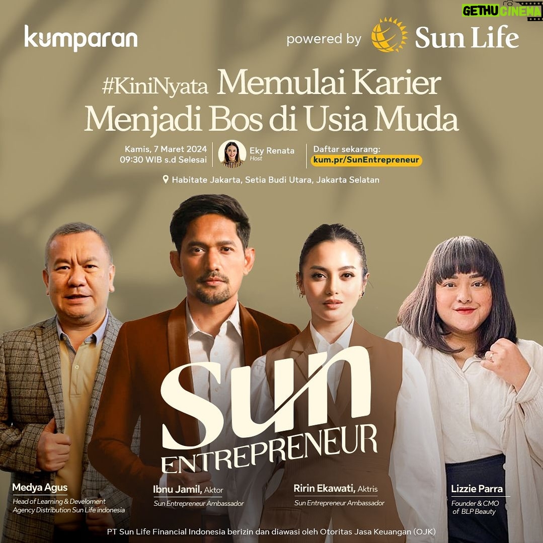 Ibnu Jamil Instagram - Nih buat yang ngerasa anak muda, gak perlu takut jadi entrepreneur. Mumpung masih muda, siapa tau nanti bisa bantu keuangan orang tua di rumah. Apalagi nanti gw bareng @ririnekawati dan narasumber lainnya bakal ngasih tau gimana caranya jadi entrepreneur yang sukses. Yuk, dateng ke YOUTH Talk #KiniNyata Memulai Karier Menjadi Bos di Usia Muda @sunlife_id x @kumparancom: š
Kamis, 7 Maret 2024, pukul 09:30 - 12:00 WIB š Habitate Jakarta, Setia Budi Utara, Jakarta Selatan Langsung daftar di kum.pr/SunEntrepreneur, ya! #SunEntrepreneur
