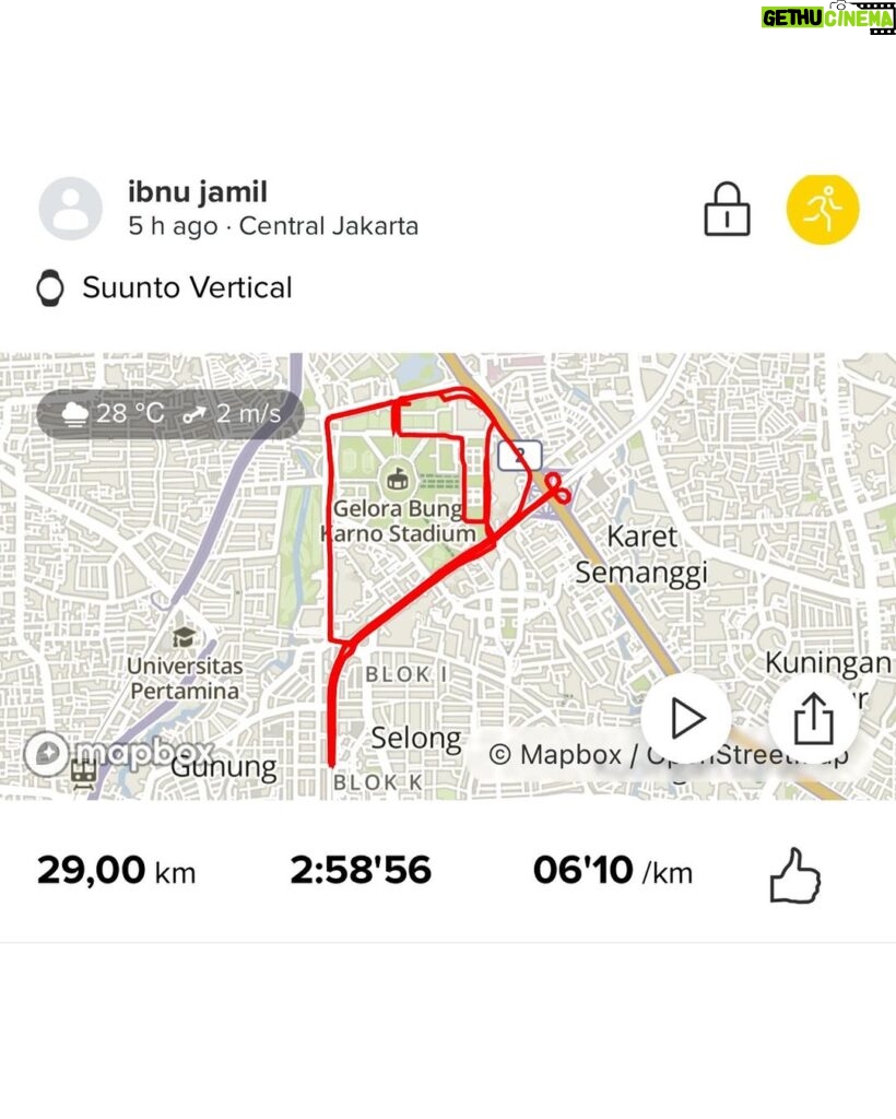 Ibnu Jamil Instagram - long run 29km setelah 2-0 dan sebelom puasa #JJLM #jamilosjourney