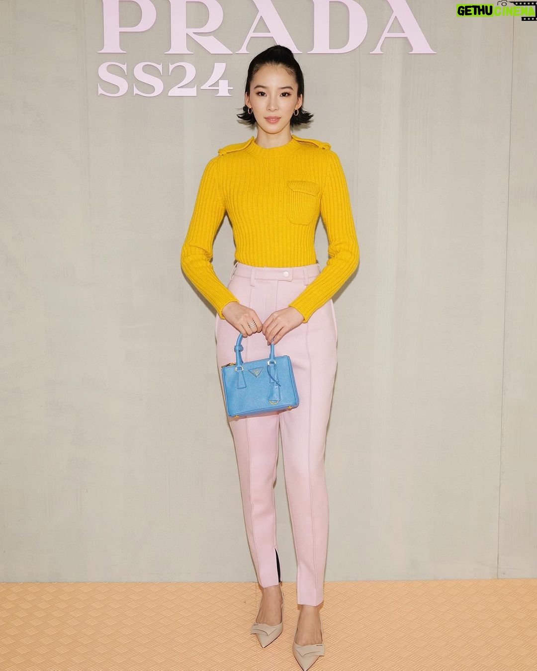 Irene Kim Instagram - Dolled up for @prada πΌπ #PradaSS24 Milan, Italy