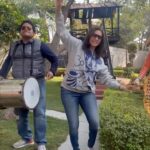Isha Koppikar Instagram - When a brother and sister find a dhol, this is what happens 🤣 Thank you @chokhidhanigroup for make us feel just at home ❤️✨ #travel #chokhidhani #dhol #dancing #family #famjam #holiday