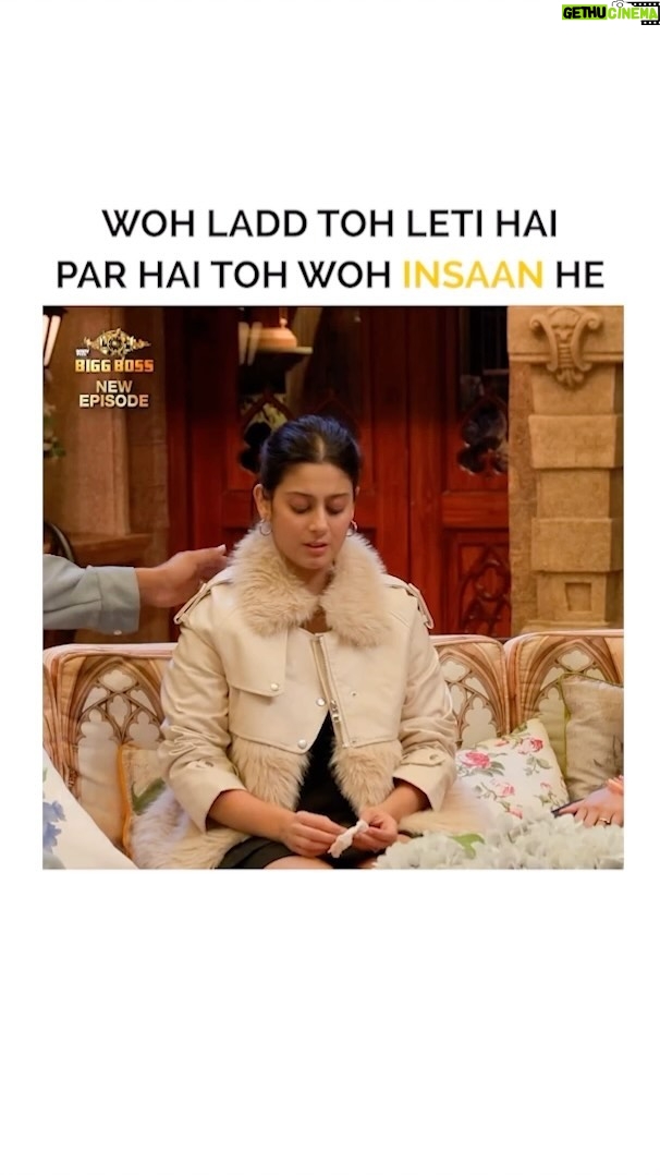 Isha Malviya Instagram - A strong woman knows how to keep her life in line. With tears in her eyes, she still manages to say, “Nah, I’m fine.” #teamishamalviya Jacket: @gauridesignerapparels Styled by: @khwaish_mehta @isshhhbykhwaish Video edited by: @ashmaneditors @colorstv @officialjiocinema #biggboss17 #bb17 #colorstv #jiocinema #endemolshine #ishamalviya