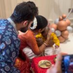 Ishita Dutta Instagram – Vaayu’s #mukhebhaat ceremony 
#annaprashan ❤️

It’s a function where food is introduced to the baby by his mama or paternal grandfather. A plate full of food is offered which later is eaten by the Mama or in this case by all of us 😝.
I have dreamt of this function since vaayu was born and extremely thrilled to share some beautiful moments with all of you. ❤️