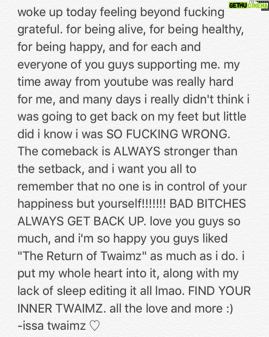 Issa Christopher Tweimeh Instagram - love you guys so much :') if you haven't seen my comeback video link in my bio ♡