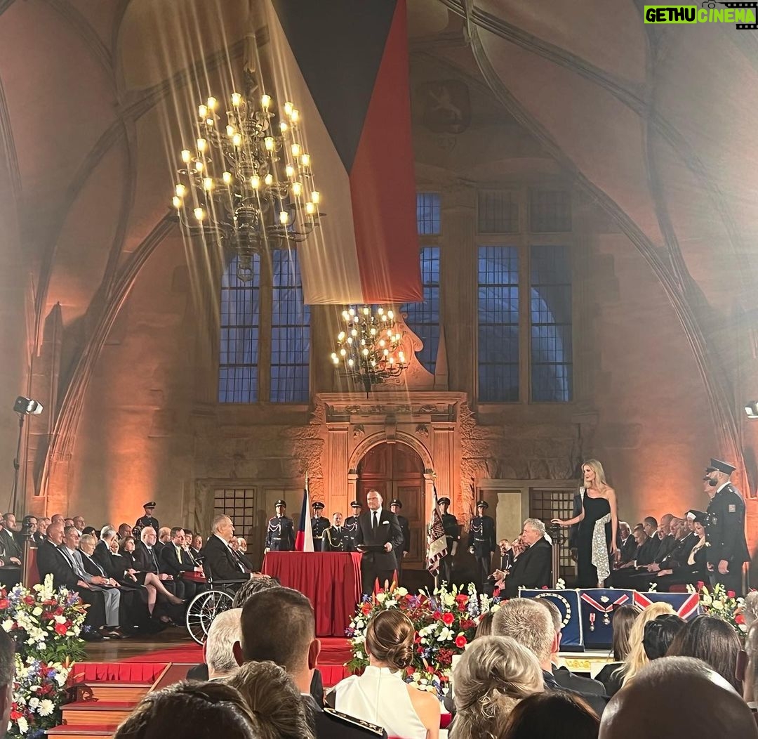 Ivanka Trump Instagram - Last night at Prague Castle, my brother Don and I had the honor to accept the posthumous first grade Medal of Merit on behalf of our mother, Ivana, from President Miloš Zeman. Born and raised in what was then Czechoslovakia, my mother grew up in Zlin, skied on the National Team and attended Charles University in Prague. Through her life she maintained a deep love and connection to the Czech Republic. I know that mom would have been extremely honored by the recognition, as were we to be here in Prague to receive it on her behalf. Thank you President Zeman for honoring her life and contributions yesterday. 🇺🇸🇨🇿 Prague, Czech Republic