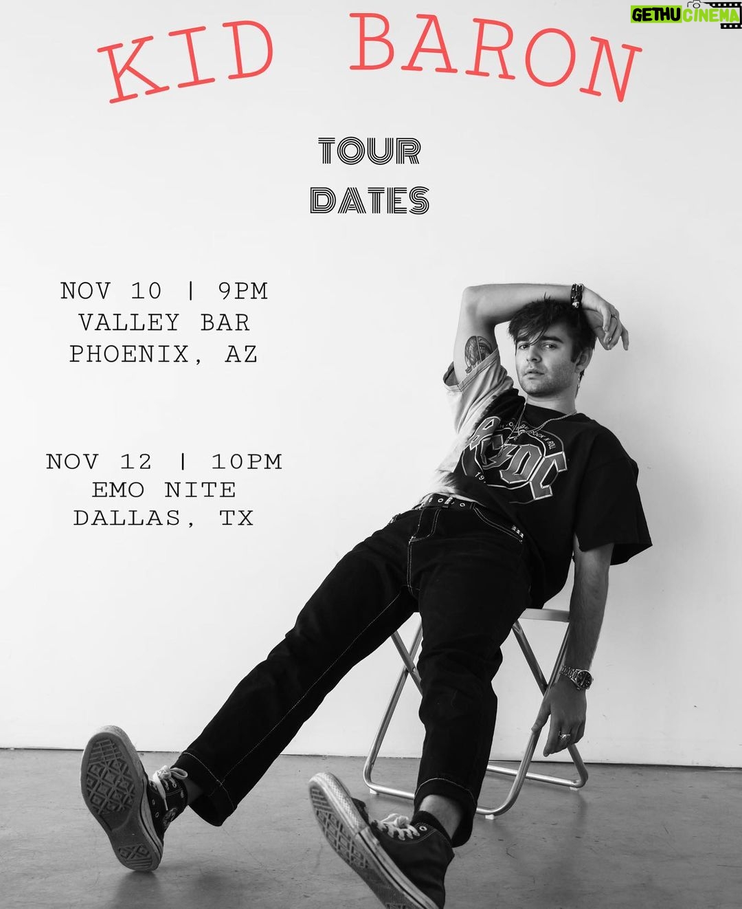 Jack Griffo Instagram - PHOENIX NOV 10, DALLAS NOV 12 @KIDBARONMUSIC