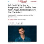 Jack Quaid Instagram - 🎬So excited to work with this insanely talented team on this BONKERS movie. Can’t wait for you guys to see it! #Companion