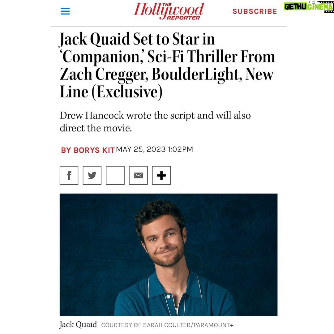 Jack Quaid Instagram - 🎬So excited to work with this insanely talented team on this BONKERS movie. Can’t wait for you guys to see it! #Companion