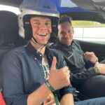 Jack Quaid Instagram - 🏎️Big thanks to my British Dad @simonpegg for taking me out to drive fast things that go vroom-vroom while I’m in town. @goodwoodrrc Goodwood Motor Circuit