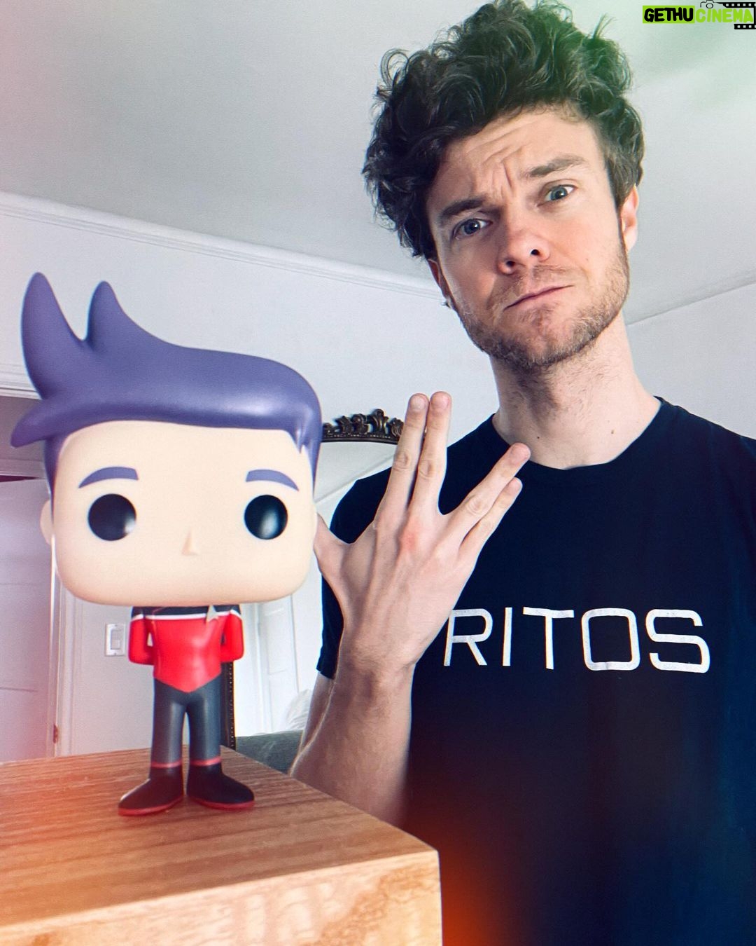 Jack Quaid Instagram - 🖖🏻Thanks @originalfunko for giving Hughie a space friend. #Boimler #StarTrek #LowerDecks #startreklowerdecks #funko