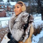 Jackie Aina Instagram - looking good heals me, spiritually floor length vest: @thefurandleathercentre