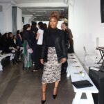 Jackie Aina Instagram - my #nyfw trip lasted literally a BLINK 🤣 but the highlight fa me was the DEF @kobihalperin show! lots of creams, warm ivories, tweeds and then blacked out leathery and sparkly edges to the collection. absolutely stunning, classy, timeless, werk wear, play wear, slay wear! thank you for having me and dressing me 🥂 #kobihalperin