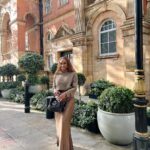 Jackie Aina Instagram - a series of fortunate events 🤗 cardigan + dress Dissh shoes: Gucci handbag: Bottega The Landmark London