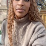Jackie Aina Instagram - a series of fortunate events 🤗 cardigan + dress Dissh shoes: Gucci handbag: Bottega The Landmark London