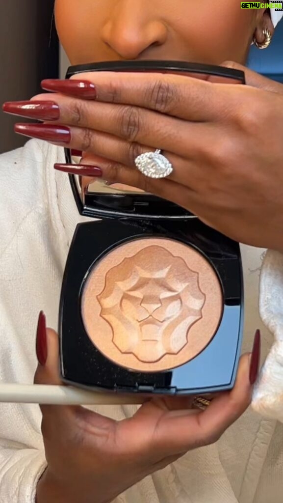 Jackie Aina Instagram - need all my powder highlighters to come with embossed Leo stamps on them going forward 😍 #lessymbolesdechanel