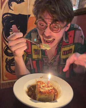 Jacob Bertrand Instagram - Happy Birthday lists! I didnt have a nice picture with spencer so heres him moments before devouring peytons banana foster thing. The other is just peyton lookin cute and i happen to be in the background