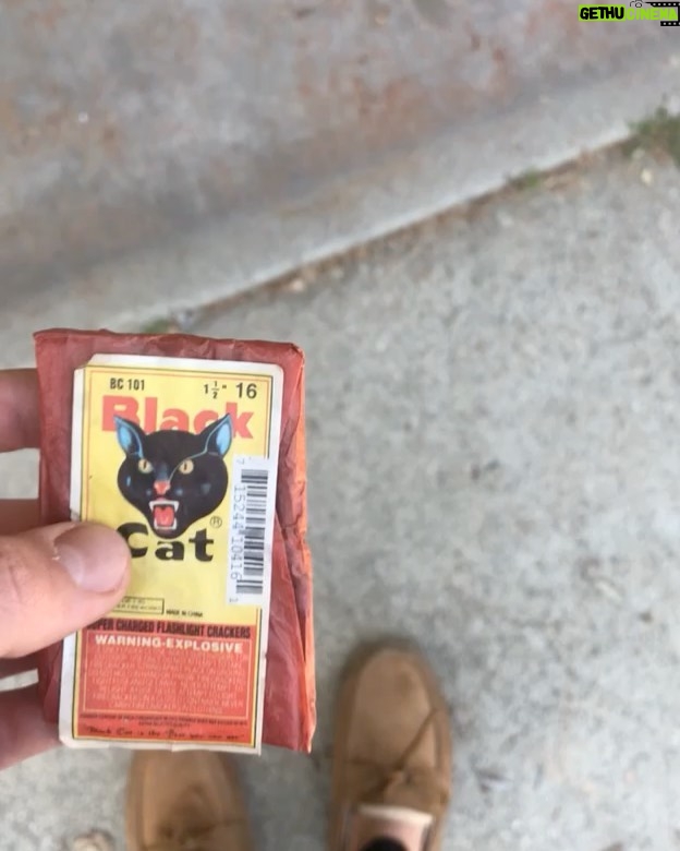 Jacob Bertrand Instagram - Black cat fire crackers from my dad's youth. Didnt know theyd be so fricken loud😂