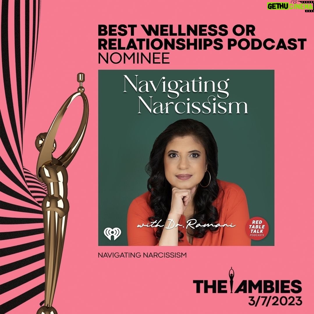 Jada Pinkett Smith Instagram - So proud of Navigating Narcissism with @doctorramani for their @theambies nomination. Check out season 1 on @iheartpodcast or wherever you get your podcasts. #TheAmbies #podcasts
