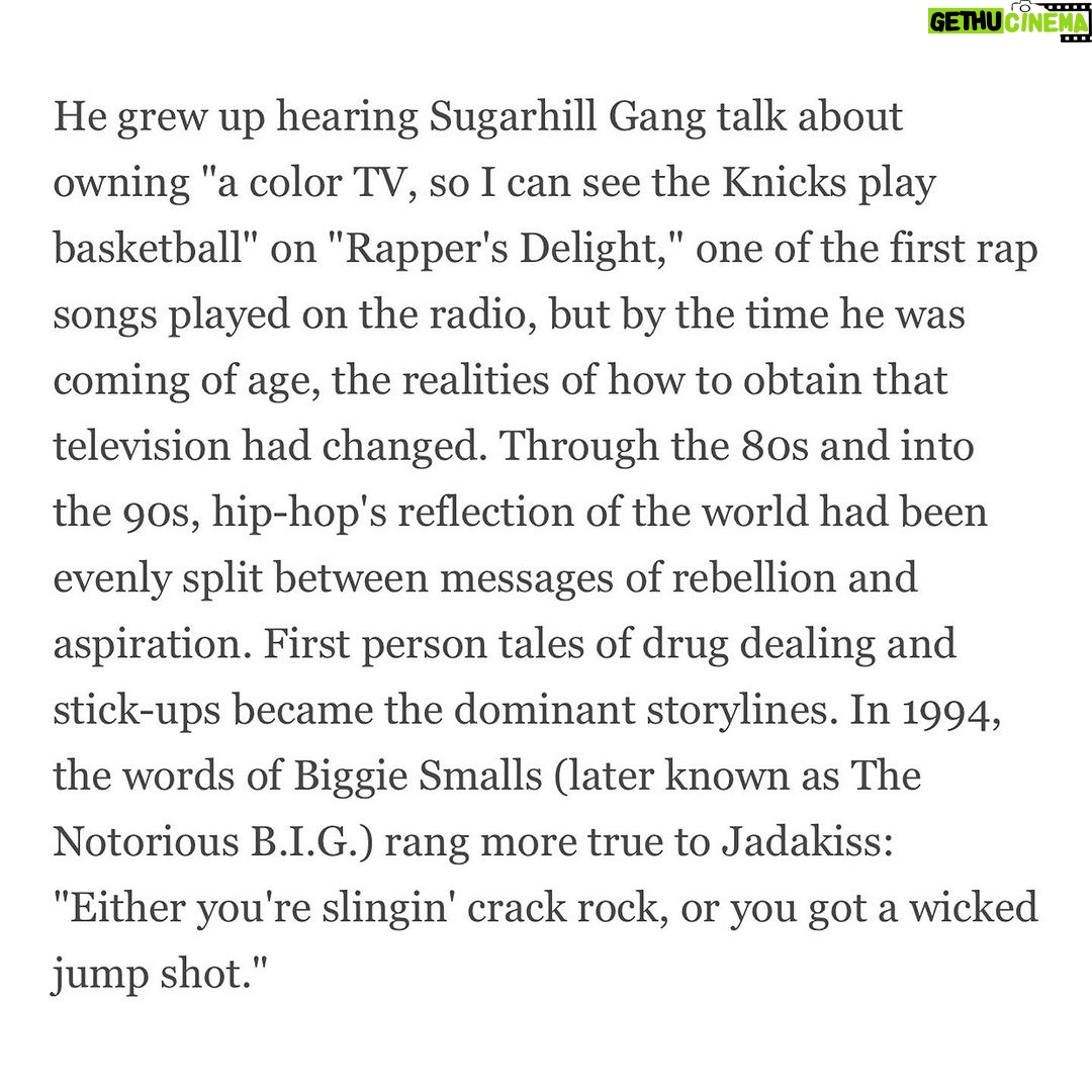 Jadakiss Instagram - It was an honor to be asked by @espn to contribute to their Hip-Hop at 50 tribute, saluting one of the great lines by one of the greats, our friend @jadakiss! Check out our full article all about “I’ma make bucks like Milwaukee, cause like Sam, I Cassell” right now on ESPN.com!!